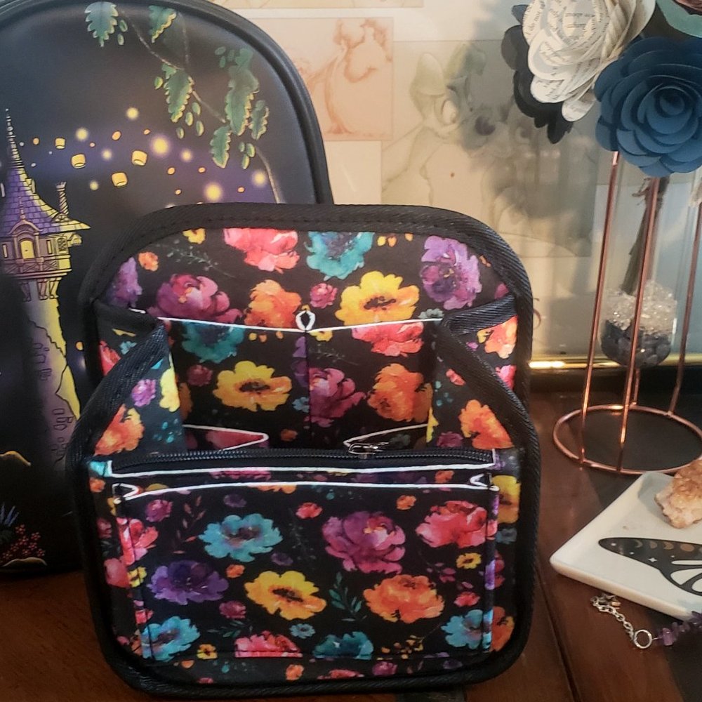 Loungefly Black Floral Flowers Backpack Organizer